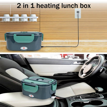 1.5L Electric Lunch Box，40-60W,12V-24V, Portable Food Warmer for Car or Home, Lunch Heating